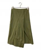 LEMAIREルメール）の古着「コットンリネンラップスカート cotton-linen lap skirt」｜グリーン