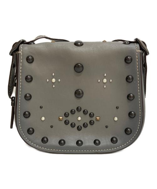 COACH（コーチ）COACH (コーチ) スタッズサドルバッグ グレーの古着・服飾アイテム