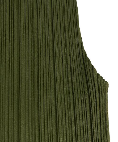 PLEATS PLEASE（プリーツプリーズ）PLEATS PLEASE (プリーツプリーズ) ボトルネックノースリーブプリーツカットソー　PP87-JK663 グリーン サイズ:3の古着・服飾アイテム