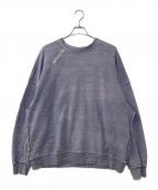 jiedaジエダ）の古着「DAMAGE ZIP OVER SWEAT CREW/ダメージ ジップ オーバースウェット」｜ブルー
