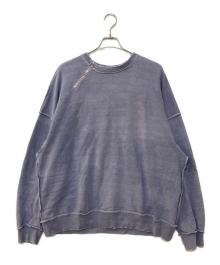 jieda（ジエダ）の古着「DAMAGE ZIP OVER SWEAT CREW/ダメージ ジップ オーバースウェット」｜ブルー