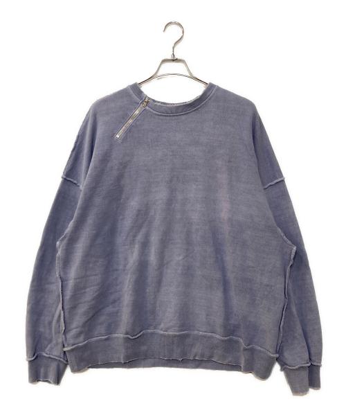 jieda（ジエダ）jieda (ジエダ) DAMAGE ZIP OVER SWEAT CREW/ダメージ ジップ オーバースウェット ブルー サイズ:1の古着・服飾アイテム