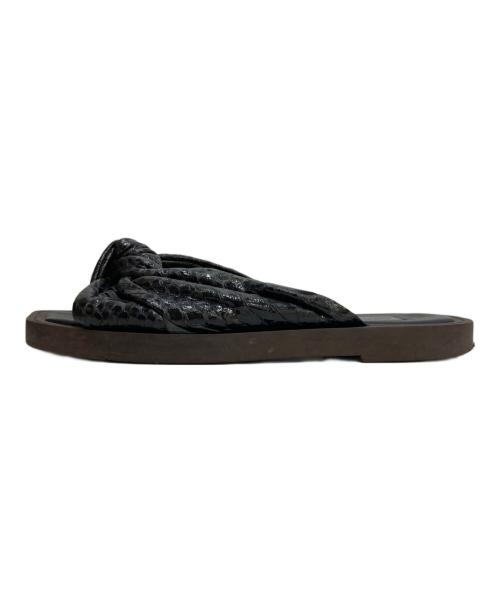 JIMMY CHOO（ジミーチュウ）JIMMY CHOO (ジミーチュウ) トロピカ フラットサンダル ブラウン サイズ:36の古着・服飾アイテム