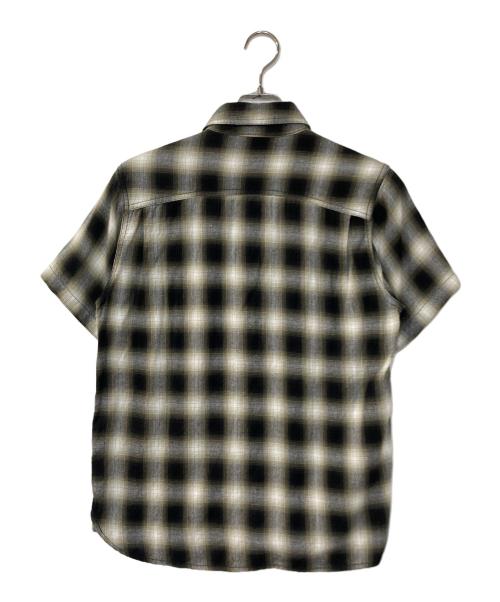FIVE BROTHER（ファイブブラザー）FIVE BROTHER (ファイブブラザー) オンブレチェック マチ付 半袖シャツ グレー サイズ:Sの古着・服飾アイテム