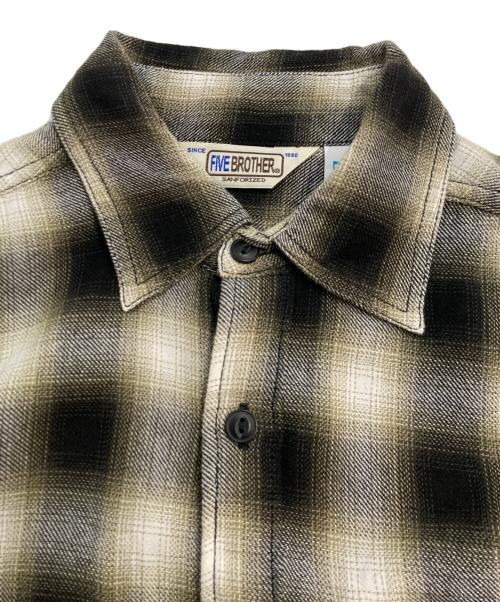 FIVE BROTHER（ファイブブラザー）FIVE BROTHER (ファイブブラザー) オンブレチェック マチ付 半袖シャツ グレー サイズ:Sの古着・服飾アイテム
