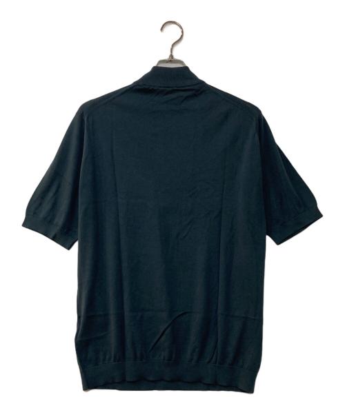 JOHN SMEDLEY（ジョンスメドレー）JOHN SMEDLEY (ジョンスメドレー) モックネック半袖コットンニットＴシャツ グリーン サイズ:Lの古着・服飾アイテム