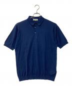 JOHN SMEDLEYジョンスメドレー）の古着「REID MENS SHIRT F/C STAND COLLAR SS シーアイランドコットンニットポロシャツ」｜ネイビー