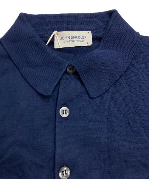 JOHN SMEDLEY（ジョンスメドレー）JOHN SMEDLEY (ジョンスメドレー) REID MENS SHIRT F/C STAND COLLAR SS シーアイランドコットンニットポロシャツ ネイビー サイズ:Lの古着・服飾アイテム