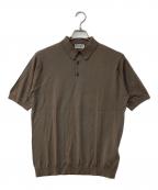 JOHN SMEDLEYジョンスメドレー）の古着「REID MENS SHIRT F/C STAND COLLAR SS シーアイランドコットンニットポロシャツ」｜ブラウン