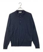 JOHN SMEDLEYジョンスメドレー）の古着「BELPER SHIRT LS メリノウールニットポロシャツ」｜ネイビー