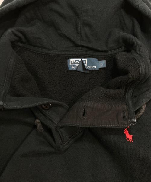 POLO RALPH LAUREN（ポロ・ラルフローレン）POLO RALPH LAUREN (ポロ・ラルフローレン) ヘンリーネックフーディー ブラック サイズ:Lの古着・服飾アイテム
