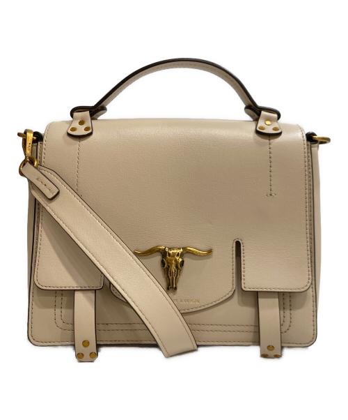 POLO RALPH LAUREN（ポロ・ラルフローレン）POLO RALPH LAUREN (ポロ・ラルフローレン) Leather Schooly Bag ベージュの古着・服飾アイテム