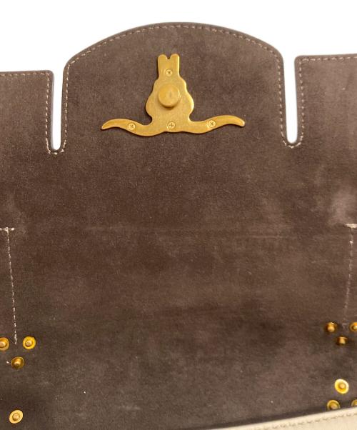 POLO RALPH LAUREN（ポロ・ラルフローレン）POLO RALPH LAUREN (ポロ・ラルフローレン) Leather Schooly Bag ベージュの古着・服飾アイテム