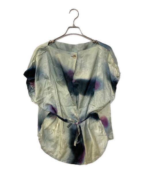 ISSEY MIYAKE（イッセイミヤケ）ISSEY MIYAKE (イッセイミヤケ) 変形ドローストリングブラウス グリーン サイズ:2の古着・服飾アイテム