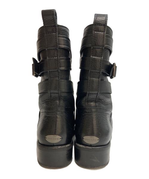JIMMY CHOO（ジミーチュウ）JIMMY CHOO (ジミーチュウ) バイカーブーツ ブラック サイズ:371/2の古着・服飾アイテム