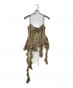 PRANK PROJECTプランクプロジェクト）の古着「Ruffle Lace-Up Stripe Top」｜ベージュ