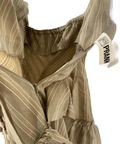 PRANK PROJECT（プランクプロジェクト）PRANK PROJECT (プランクプロジェクト) Ruffle Lace-Up Stripe Top ベージュ サイズ:FREEの古着・服飾アイテム