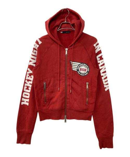 DSQUARED2（ディースクエアード）DSQUARED2 (ディースクエアード) Kick Some Hockey Assジップパーカー レッド サイズ:Sの古着・服飾アイテム