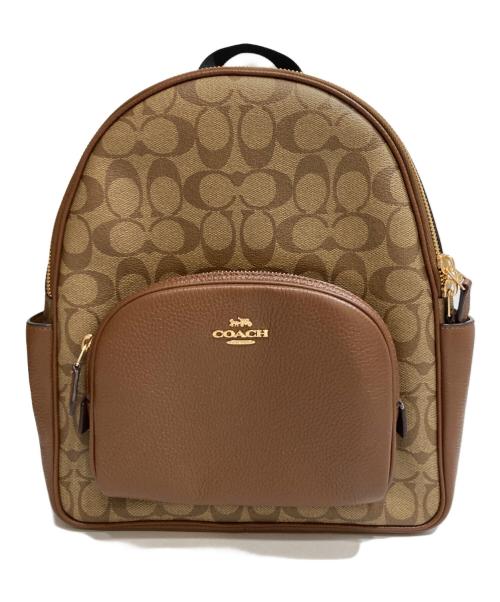 COACH（コーチ）COACH (コーチ) シグネチャーバックパック ベージュ×ブラウンの古着・服飾アイテム