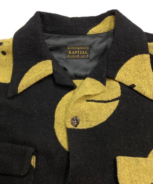 KAPITAL（キャピタル）KAPITAL (キャピタル) PROFILE RAINBOWY SHIRTS スマイル総柄シャツ ブラック×イエロー サイズ:4の古着・服飾アイテム