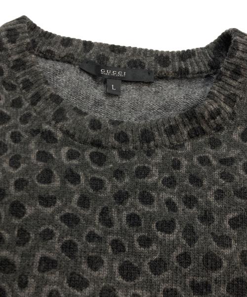 GUCCI（グッチ）GUCCI (グッチ) レオパード カシミヤウールニット グレー サイズ:Lの古着・服飾アイテム