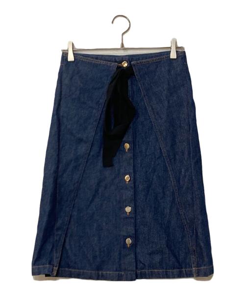 MM6 Maison Margiela（エムエムシックスメゾンマルジェラ）MM6 Maison Margiela (エムエムシックスメゾンマルジェラ) フロントボタンラップデニムスカート インディゴ サイズ:38の古着・服飾アイテム