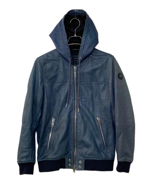 DIESEL（ディーゼル）DIESEL (ディーゼル) シープスキン フーデットレザージャケット ブルー サイズ:Sの古着・服飾アイテム