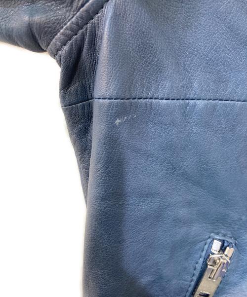DIESEL（ディーゼル）DIESEL (ディーゼル) シープスキン フーデットレザージャケット ブルー サイズ:Sの古着・服飾アイテム