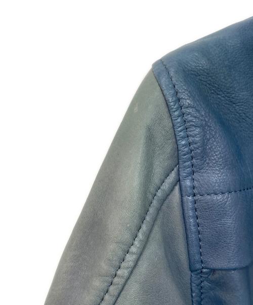 DIESEL（ディーゼル）DIESEL (ディーゼル) シープスキン フーデットレザージャケット ブルー サイズ:Sの古着・服飾アイテム