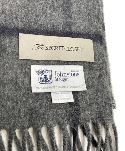 JOHNSTONS OF ELGIN（ジョンストンズ オブ エルガン）JOHNSTONS OF ELGIN (ジョンストンズ オブ エルガン) THE SECRETCLOSET (ザシークレットクローゼット) 別注 カシミヤ大判ストール グレー×ブルーの古着・服飾アイテム