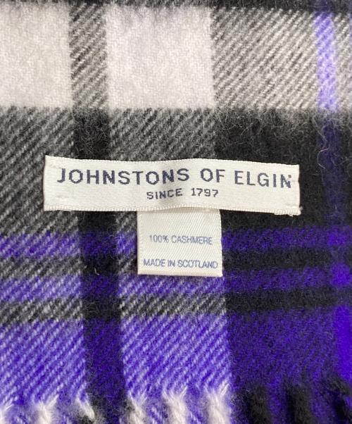 JOHNSTONS OF ELGIN（ジョンストンズ オブ エルガン）JOHNSTONS OF ELGIN (ジョンストンズ オブ エルガン) カシミヤストール ホワイト×ブルーの古着・服飾アイテム