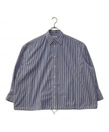 Spick and Span（スピック＆スパン）の古着「CO/PEストライプヘムギャザーシャツ」｜ブルー
