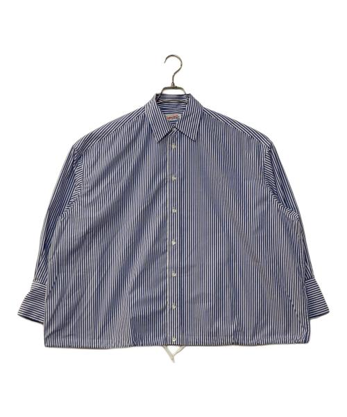 Spick and Span（スピック＆スパン）Spick and Span (スピック＆スパン) CO/PEストライプヘムギャザーシャツ ブルー サイズ:記載なしの古着・服飾アイテム