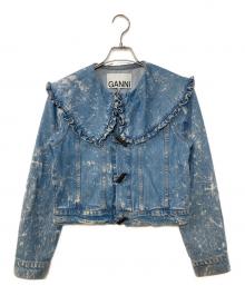 GANNI（ガニー）の古着「フリルデニムジャケット ブリーチ加工」｜インディゴ