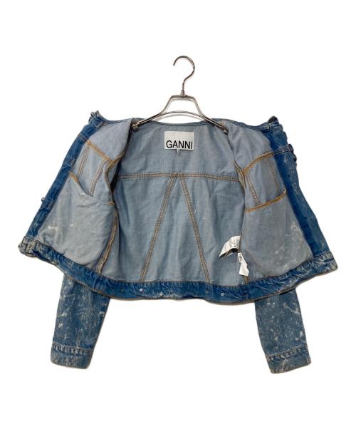 GANNI（ガニー）GANNI (ガニー) フリルデニムジャケット ブリーチ加工 インディゴ サイズ:34の古着・服飾アイテム