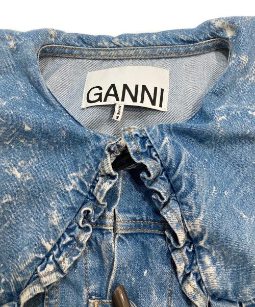 GANNI（ガニー）GANNI (ガニー) フリルデニムジャケット ブリーチ加工 インディゴ サイズ:34の古着・服飾アイテム