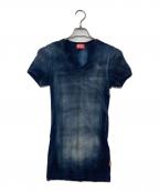 DIESELディーゼル）の古着「X-ray top in check-print rib-jersey」｜ブルー