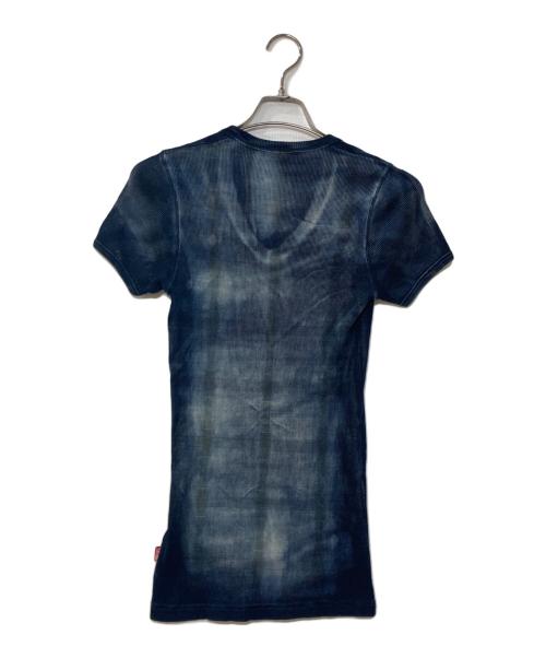DIESEL（ディーゼル）DIESEL (ディーゼル) X-ray top in check-print rib-jersey ブルー サイズ:Mの古着・服飾アイテム