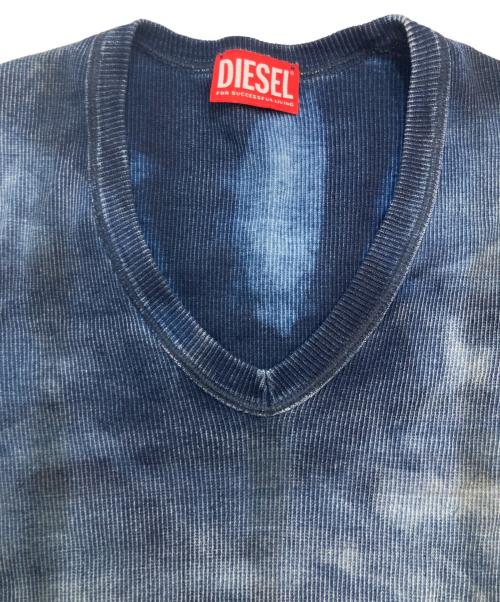 DIESEL（ディーゼル）DIESEL (ディーゼル) X-ray top in check-print rib-jersey ブルー サイズ:Mの古着・服飾アイテム