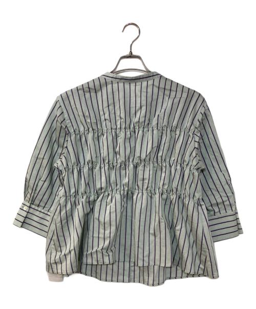 UNTITLED（アンタイトル）UNTITLED (アンタイトル) ストライプシャーリングブラウス ブルー サイズ:02/Mの古着・服飾アイテム