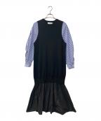 ENFOLDエンフォルド）の古着「VEST-LAYERED DRESS ベストレイヤードドレス」｜ブラック×ブルー