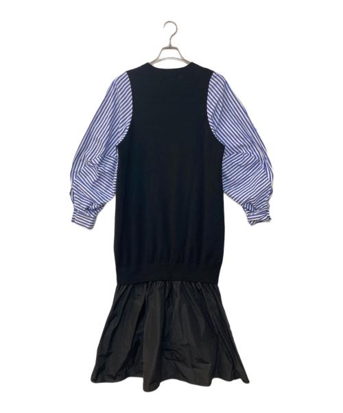 ENFOLD（エンフォルド）ENFOLD (エンフォルド) VEST-LAYERED DRESS ベストレイヤードドレス ブラック×ブルー サイズ:36の古着・服飾アイテム
