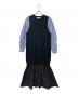 ENFOLD（エンフォルド）の古着「VEST-LAYERED DRESS ベストレイヤードドレス」｜ブラック×ブルー
