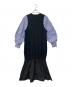 ENFOLD (エンフォルド) VEST-LAYERED DRESS ベストレイヤードドレス ブラック×ブルー サイズ:36：12000円
