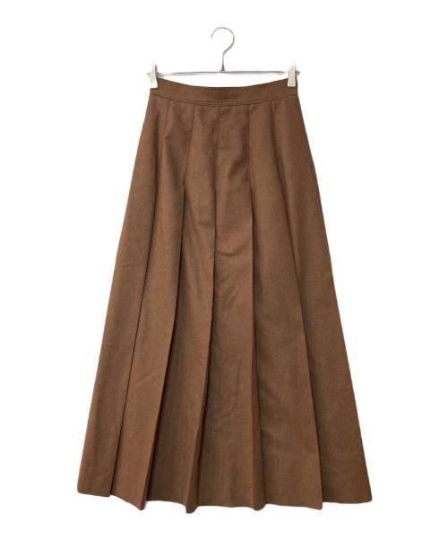 AURALEE（オーラリー）AURALEE (オーラリー) SUPER FULLING TWILL PLEATED SKIRT ブラウンの古着・服飾アイテム