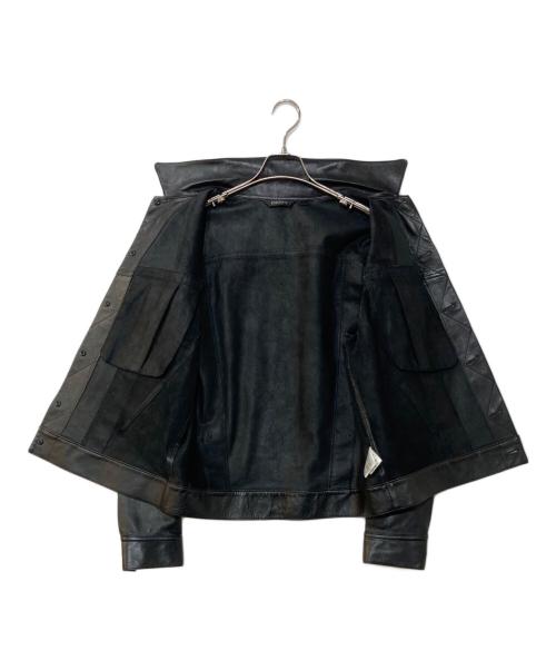 DKNY（ダナキャランニューヨーク）DKNY (ダナキャランニューヨーク) ラムレザー トラッカージャケット ブラック サイズ:Lの古着・服飾アイテム