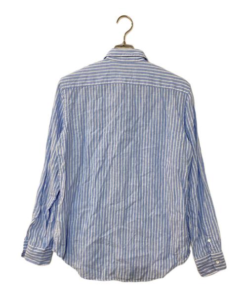 POLO RALPH LAUREN（ポロ・ラルフローレン）POLO RALPH LAUREN (ポロ・ラルフローレン) リネン100％ストライプシャツ ブルー サイズ:Mの古着・服飾アイテム