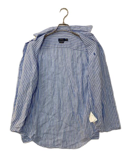 POLO RALPH LAUREN（ポロ・ラルフローレン）POLO RALPH LAUREN (ポロ・ラルフローレン) リネン100％ストライプシャツ ブルー サイズ:Mの古着・服飾アイテム