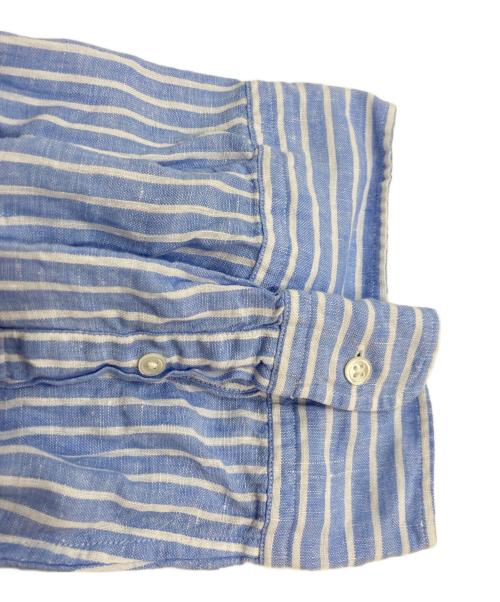 POLO RALPH LAUREN（ポロ・ラルフローレン）POLO RALPH LAUREN (ポロ・ラルフローレン) リネン100％ストライプシャツ ブルー サイズ:Mの古着・服飾アイテム