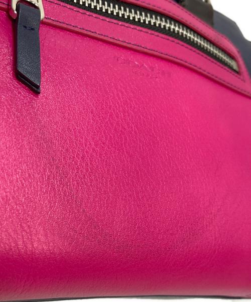COACH（コーチ）COACH (コーチ) レガシー カラーブロック ハンドバッグ レザートートバッグ ネイビー×ピンクの古着・服飾アイテム